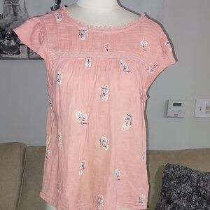 Lucky Brand Peach Floral Blouse Size M